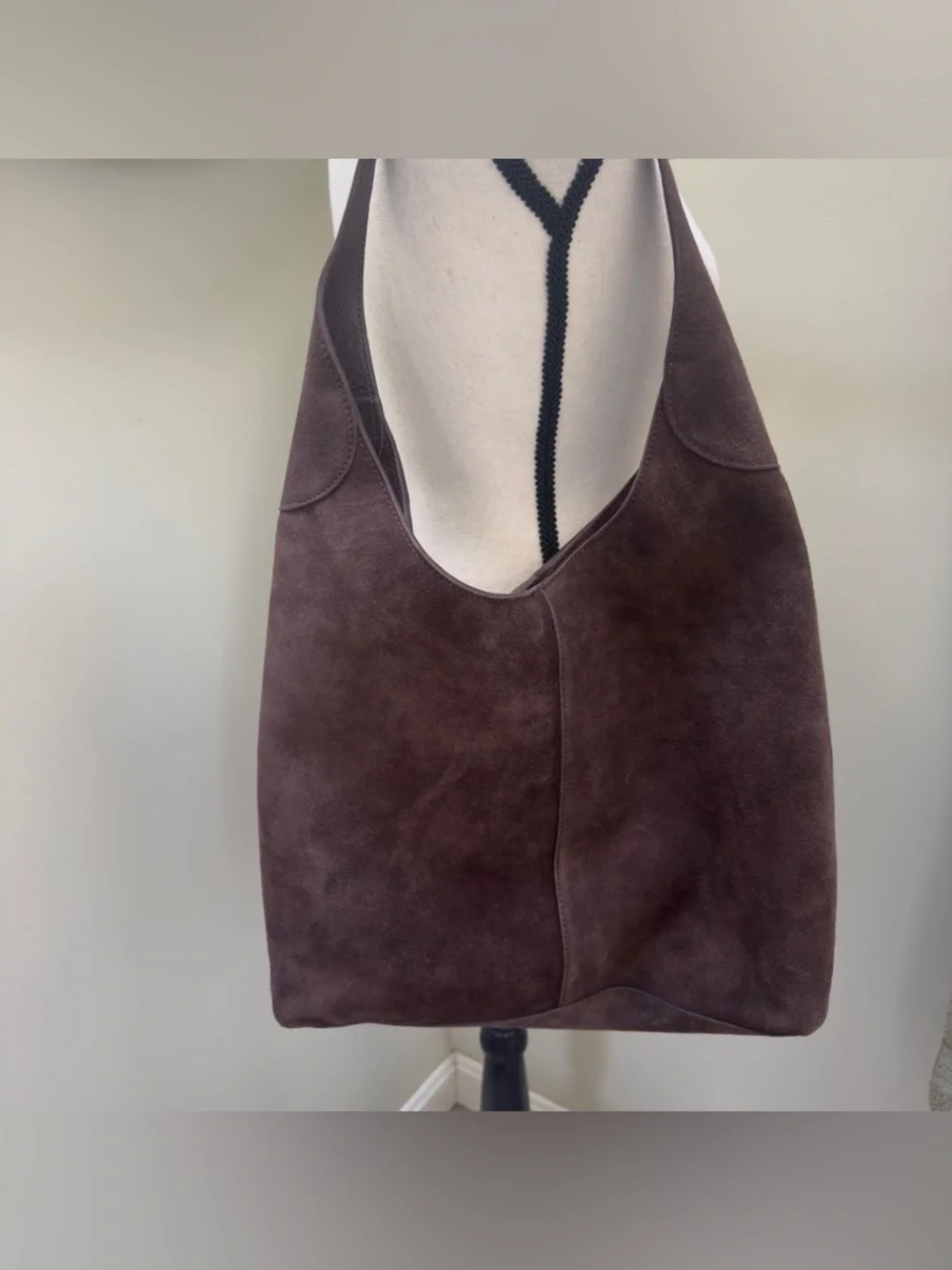 Margot Hobo chocolate brown Suede Shoulder Tote Bag (NWT) - Picture 1 of 5